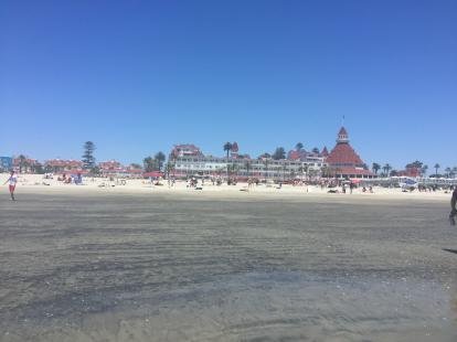 Hotel Del Coronado from the water. Never seen another beach with glittering gold sand.