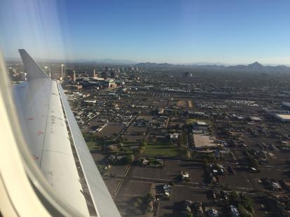 Phoenix downtown from the air. Stadium.