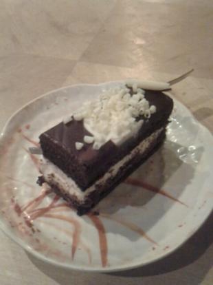 Tuxedo cake at Kinleys #food. Rich. White chocolate shavings on top. $2.98