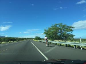 Highway 19 a good place for road bicycles in Hawaii. Wide shoulders. Traffic going at 55 m