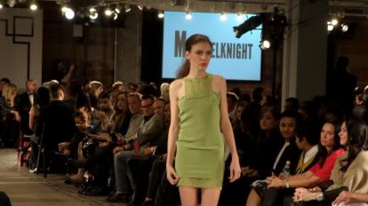 Green dress by Mychael Knight at at Fashion X Dallas 2014
