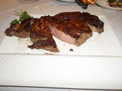 Nick and Sam's Steakhouse. The ribeye steak 16 . Ordered medium. Very salty crust. Coo