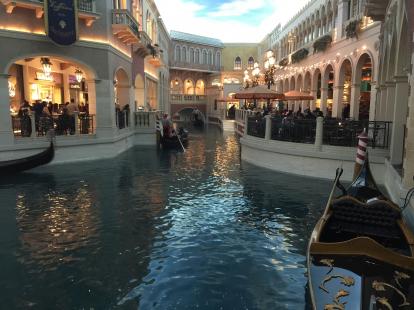 Venetian Casino in Las Vegas, gondola rides on indoor canals.