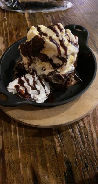 Brownie with ice cream at Friends Market $8 #food