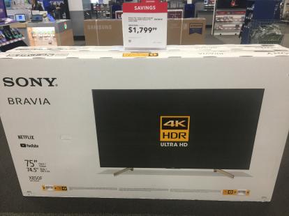 A comparison of Best Buy and Amazon. Sony Bravia 75 inch television 4K January 2019. See t