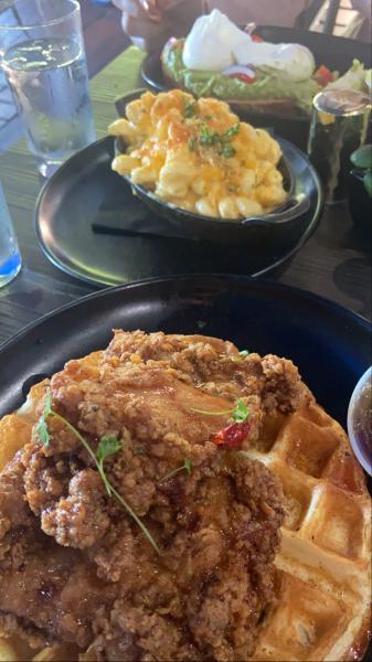 Honey Uninhibited sweet chix, truffle Mac and cheese, and avocado beenie excellent #food 2