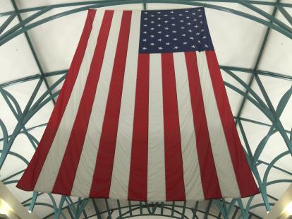 El Paso International Airport American flag in the lobby