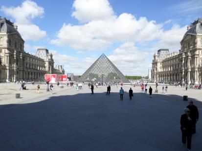 The square with the glass pyramid at the Louvre