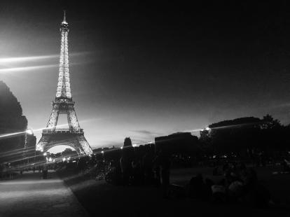 Eiffel Tower at night noir filter