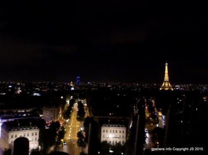 A view of the Eiffel Tower from the top of the Arc De Triomphe. 
