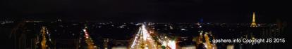 A panoramic photo from the top of the Arc de Triomphe. 