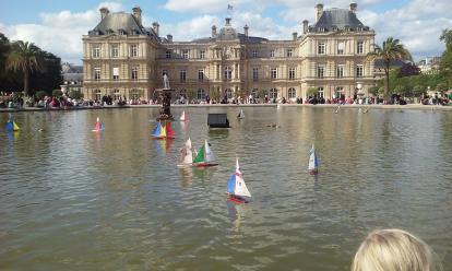 Luxembourg Gardens a fountain with sail boats