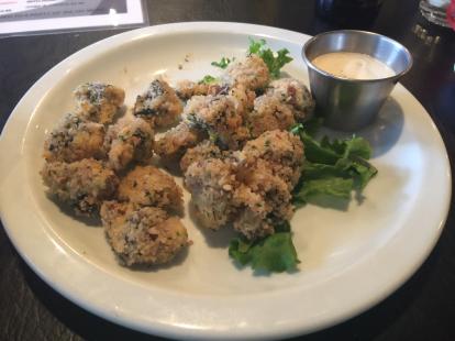 Pecan breaded mushrooms with habanero dynamite at Mix $2 on Mondays #food