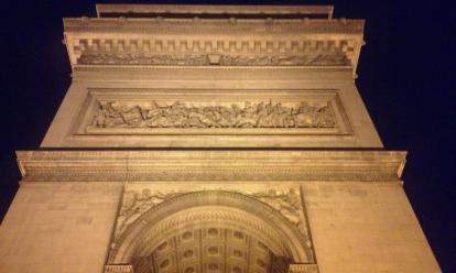 Looking up at the side of the Arc de Triomphe. Paris, France. Excellent architecture. 