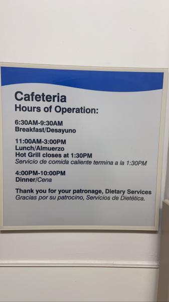 Mercy Hospital Cafeteria hours of operation. Second floor. #food