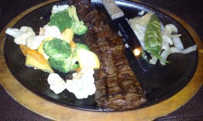 Archetta steak at Corolitos Steakhouse. Served with vegetables
