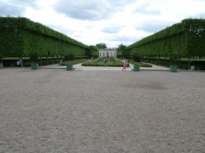 Palace of Versailles.  Petit Trianon symmetric gardens. It would take at least a day to wa