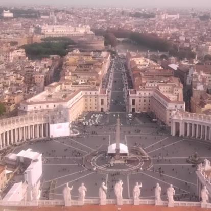 A view from the top of Saint Peter's Basilica, Vatican City. It is a long climb throug