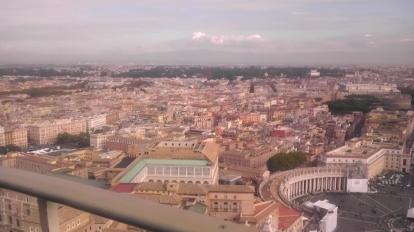 The view of Rome from the dome of Saint Peter's Basilica. The view to the left of the 