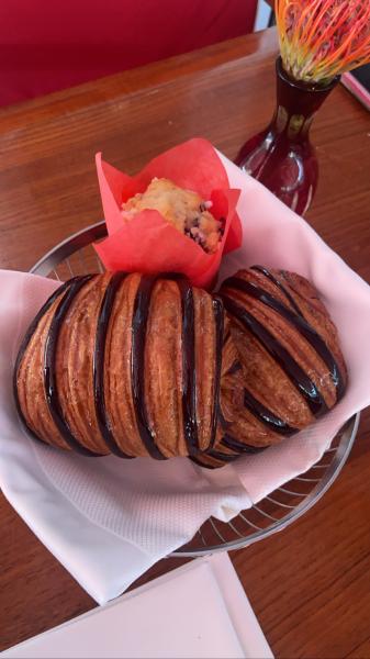 Faena Los Fuegos the Veranda pastry basket for breakfast with chocolate croissants and blu