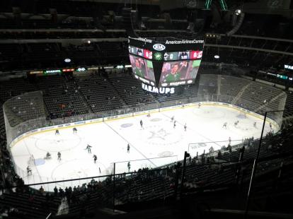 Section 331 row k. I am surprised I can still see the puck. Dallas Stars.